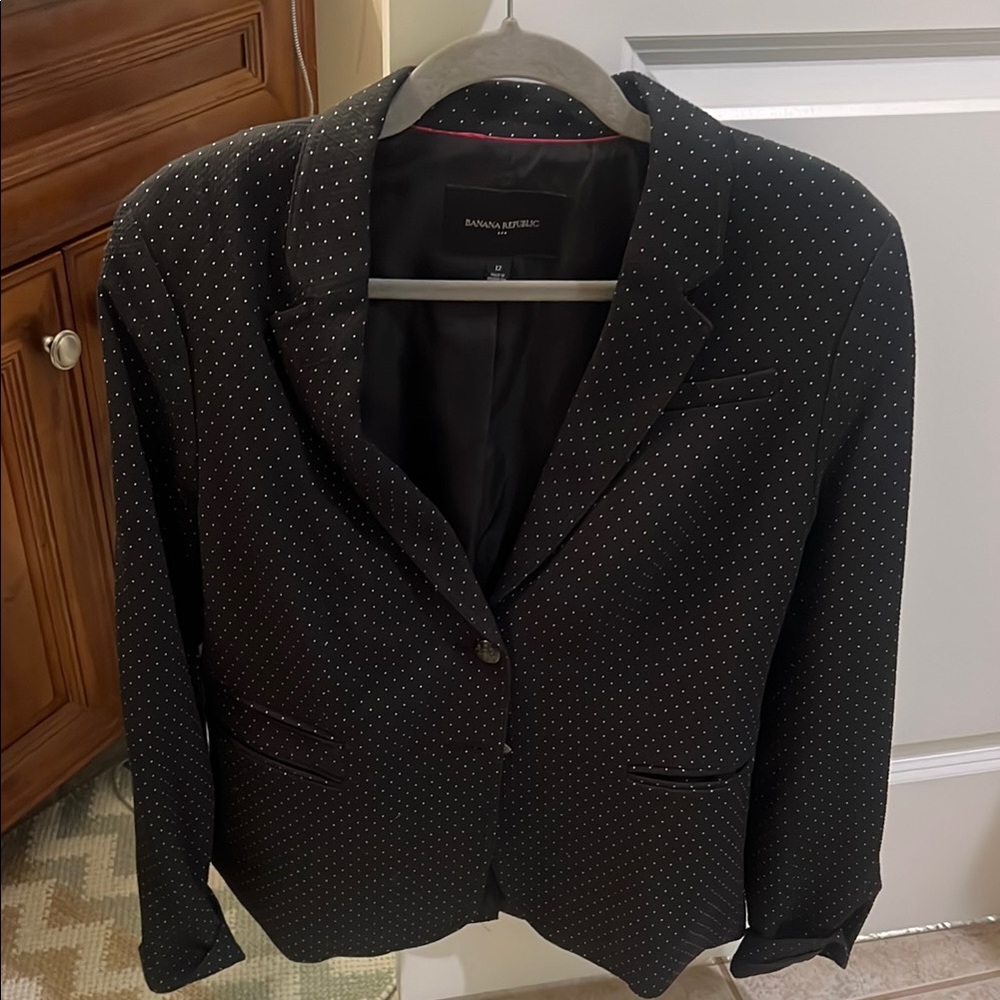 Banana Republic Black Textured Blazer with Classic Lapel